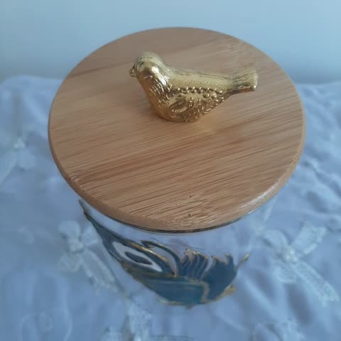 بانکه حبوبات یا پاسماوری ویترای طرح پرنده طاووس(پس کرایه)