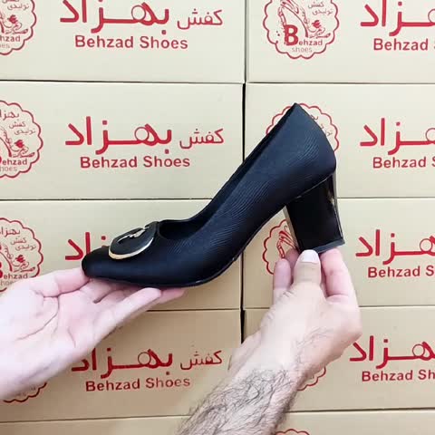 کفش مجلسی پاشنه شش و نیم سانتی زنانه دخترانه رنگ مشکی سایز 37 تا 41 زیره رافیک رویه ساتن پارچه ای کفی طبی سبک و راحت