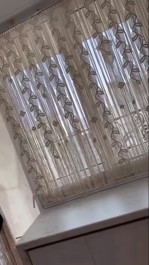 پرده مکرومه مدل برگ رویش