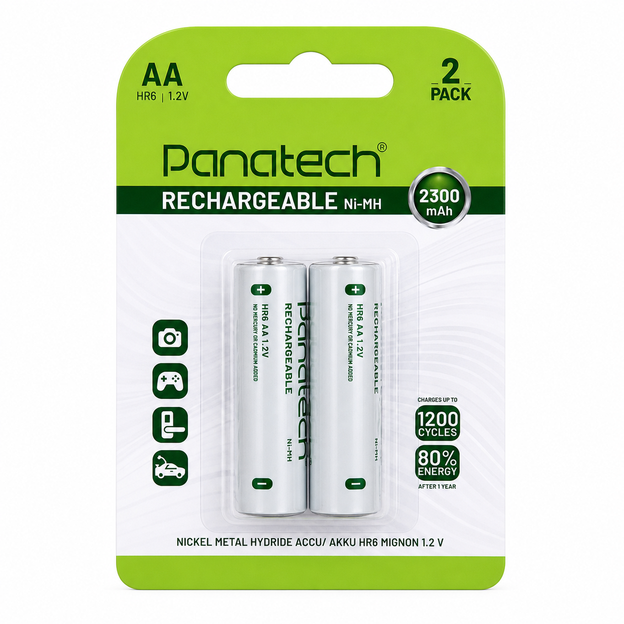 باتری شارژی قلمی پاناتک 2300mAh بسته 2 عددی