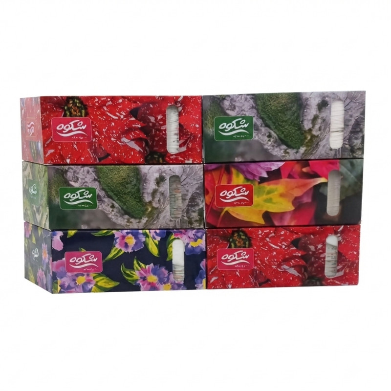 دستمال کاغذی شکوه مدل طرحدار طبیعت بسته 6 عددی