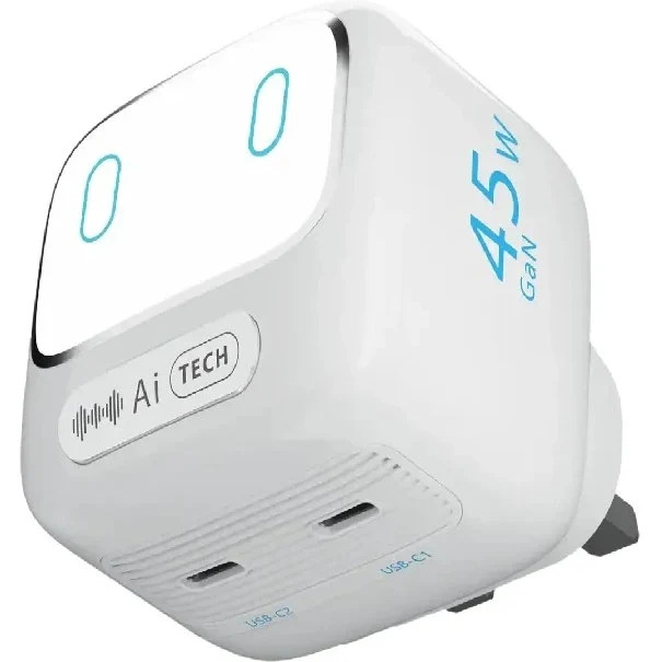 آداپتور شارژ 45 وات هوشمند پاورولوژی Powerology Lumix GaN AI Power Charger PWCUQC052WH