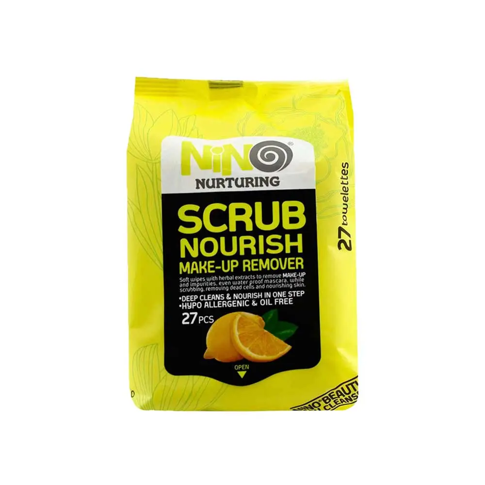 دستمال مرطوب آرایش پاک کن نینو مدل Lemon بسته 27 عددی