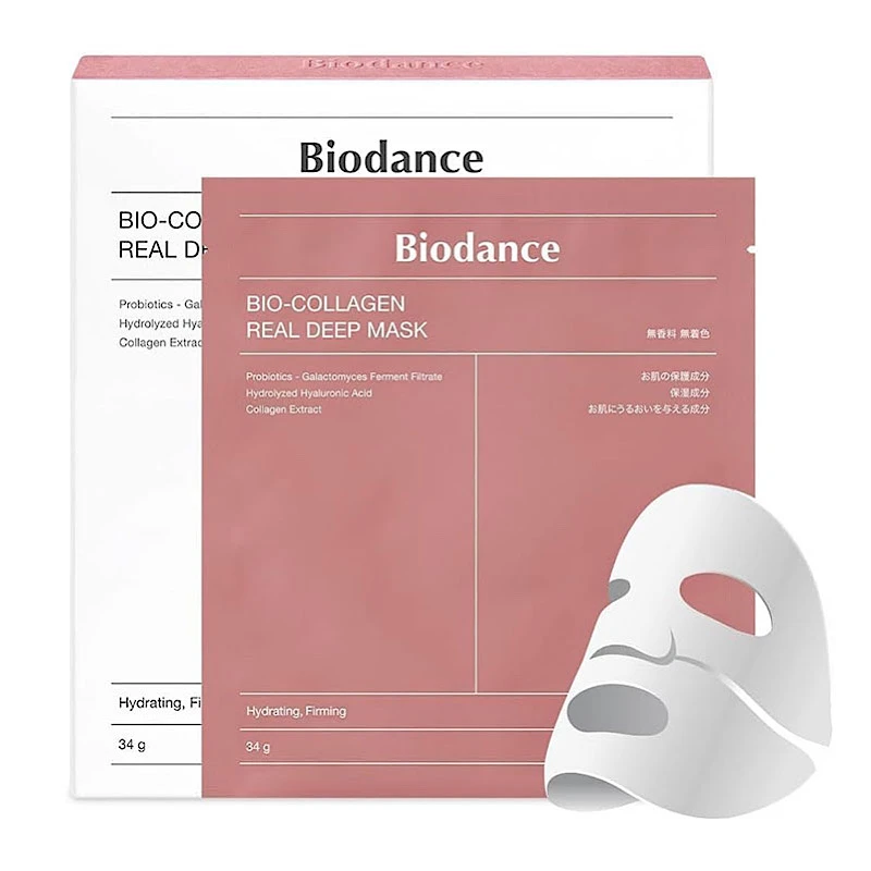 ماسک ورقه ای تکی صورت بیودنس Biodance مدل بیو کلاژن اسید الیگوهیالورونیک آبرسان عمقی، سه نوع پروبیوتیک، کوچککننده منافذ
