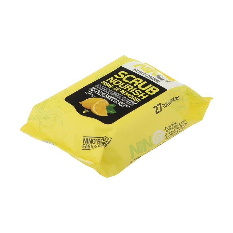 دستمال مرطوب آرایش پاک کن نینو مدل Lemon بسته 27 عددی