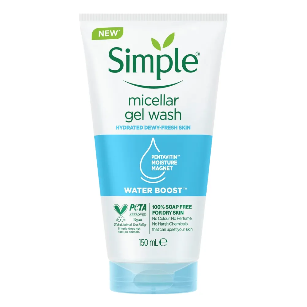 ژل شستشو صورت سیمپل SIMPLE مدل micellar gel wash حجم 150 میل