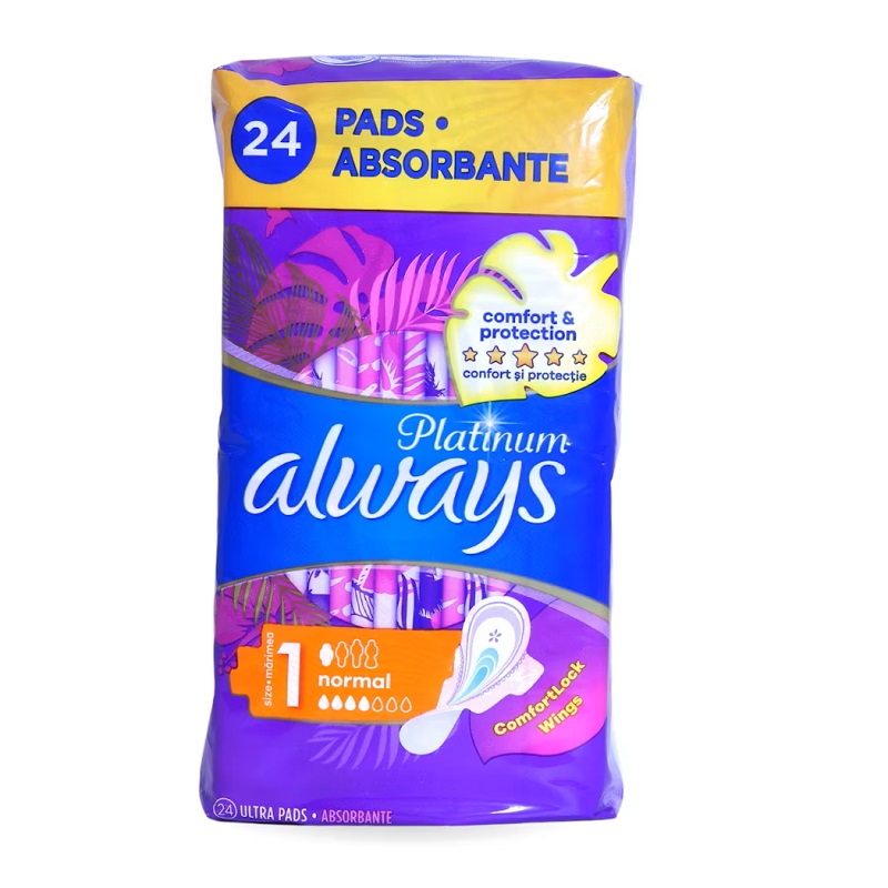 نوار بهداشتی آلویز always platinum سایز نرمال بسته 24 عددی