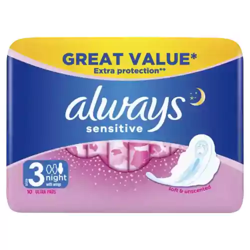 نوار بهداشتی الویز مدل Sensitive Night Ultra سایز 3 بسته 10 عددی
