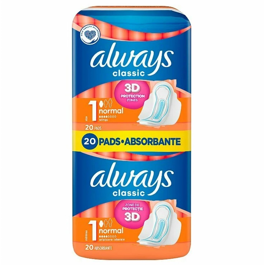 نوار بهداشتی آلویز سایز 1 Always classic Normal بسته 20 عددی