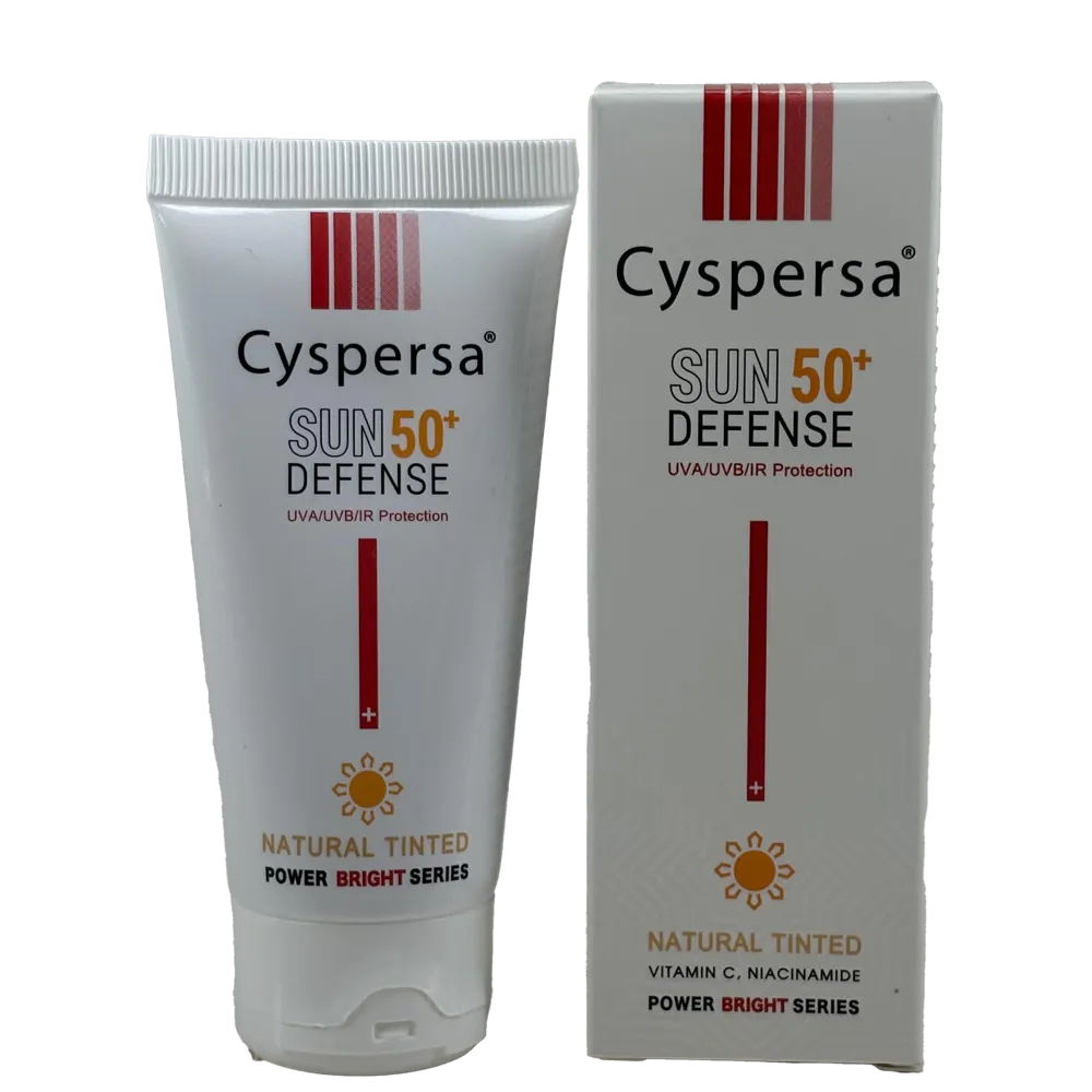 کرم ضد آفتاب تینت طبیعی روشن کننده سیسپرسا SPF50 دفنس | محافظت بالا و پوشش طبیعی | حجم 50 میلیلیتر