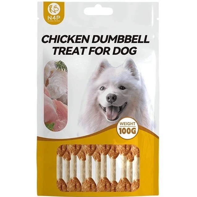 تشویقی سگ ان فور پی مدل مرغ دمبلی N4P chicken dumbbell وزن 100 گرم مدل 1