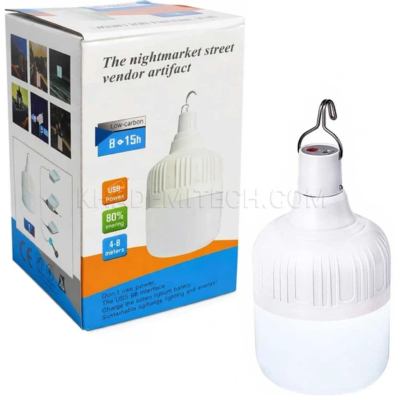 چراغ آویز شارژی 300 وات LED با نور مهتابی و شارژدهی 8 ساعته