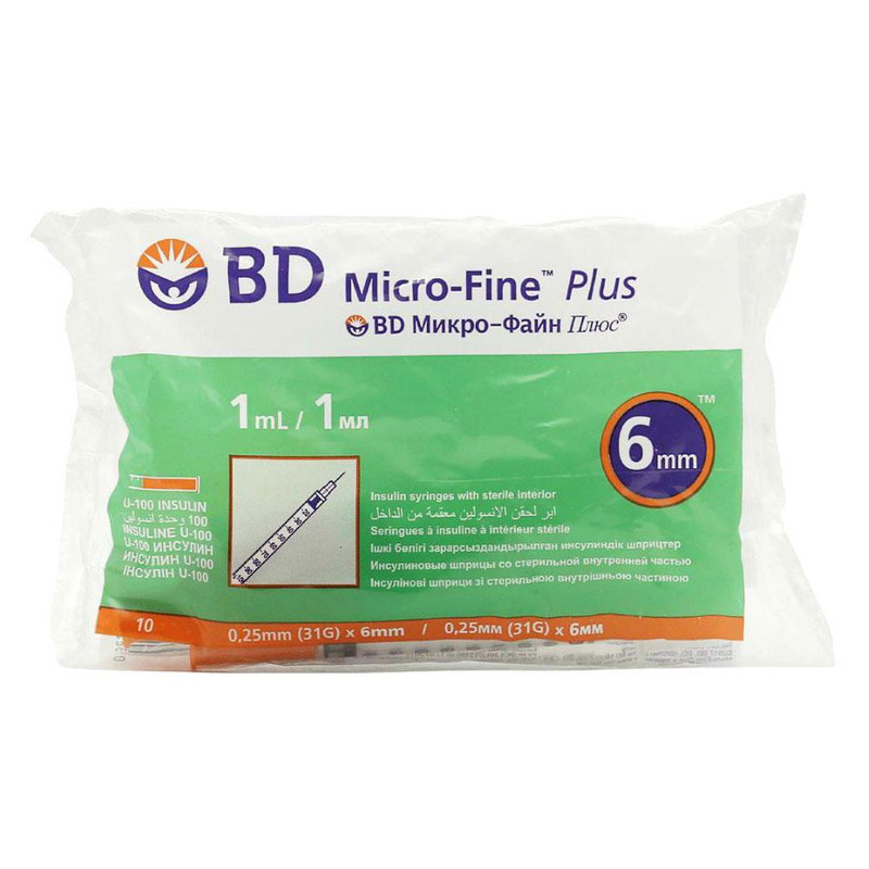 سرنگ انسولین بی دی مدل micro-fine plus حجم 1 میلی لیتر بسته 10 عددی مدل 1