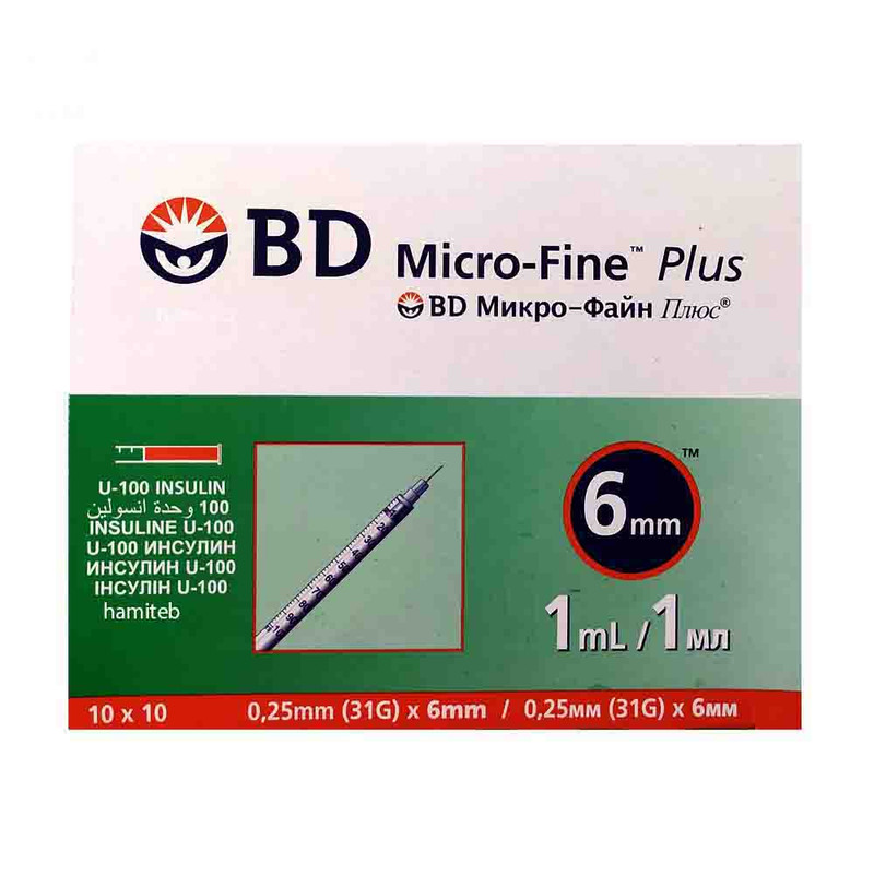سرنگ انسولین بی دی مدل micro-fine plus حجم 1 میلی لیتر بسته 100 عددی مدل 1