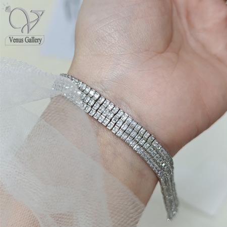 دستبند نقره زنانه جواهری مدل تنیسی کد 5784