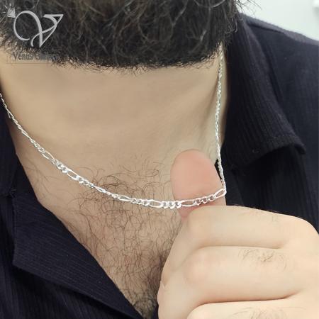 زنجیر نقره مردانه مدل فیگارو کد 6510