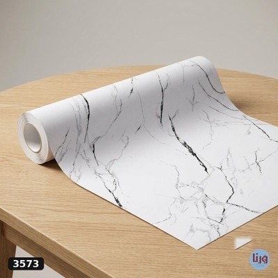 برچسب کابینت، دیواری و بین کابینتی طرح سنگ مرمر مات سفید رگه مشکی کد 3573 - عرض 90 سانتیمتر