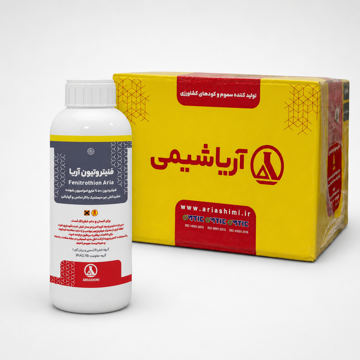 حشرهکش فنیتروتیون آریاشیمی 50٪ EC یک لیتری (فروش عمده - کارتن 12 عددی)