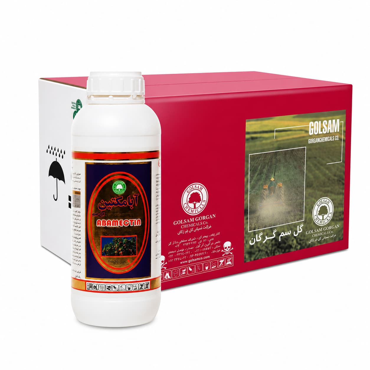 حشرهکش و کنهکش آبامکتین طلایی گلسم 1.8٪ EC بطری 1 لیتری (فروش عمده – کارتن 12 عددی)