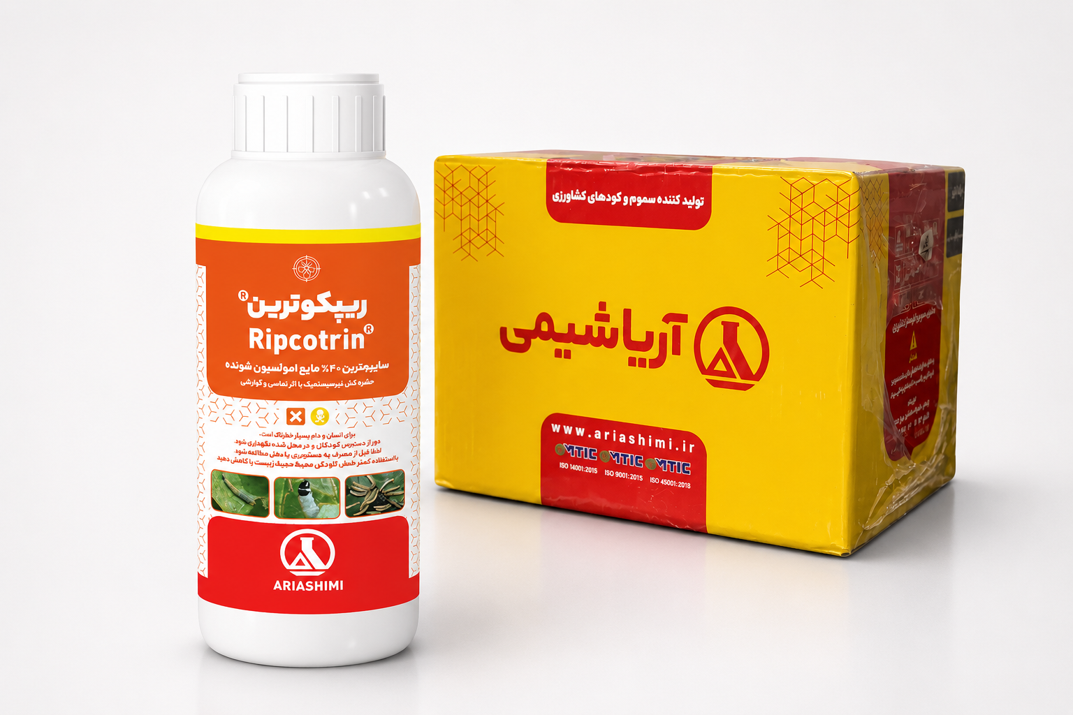 حشرهکش سایپرمترین آریاشیمی 40٪ EC یک لیتری (فروش عمده - کارتن 12 عددی)