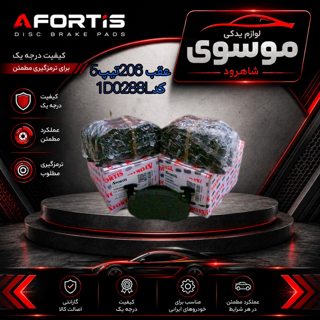 لنت ترمز چرخ عقب پژو206 تیپ5 آفورتیس