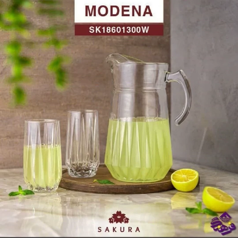 سرویس پارچ و لیوان 7 پارچه ساکورا مدل مودنا کد SK18601300W