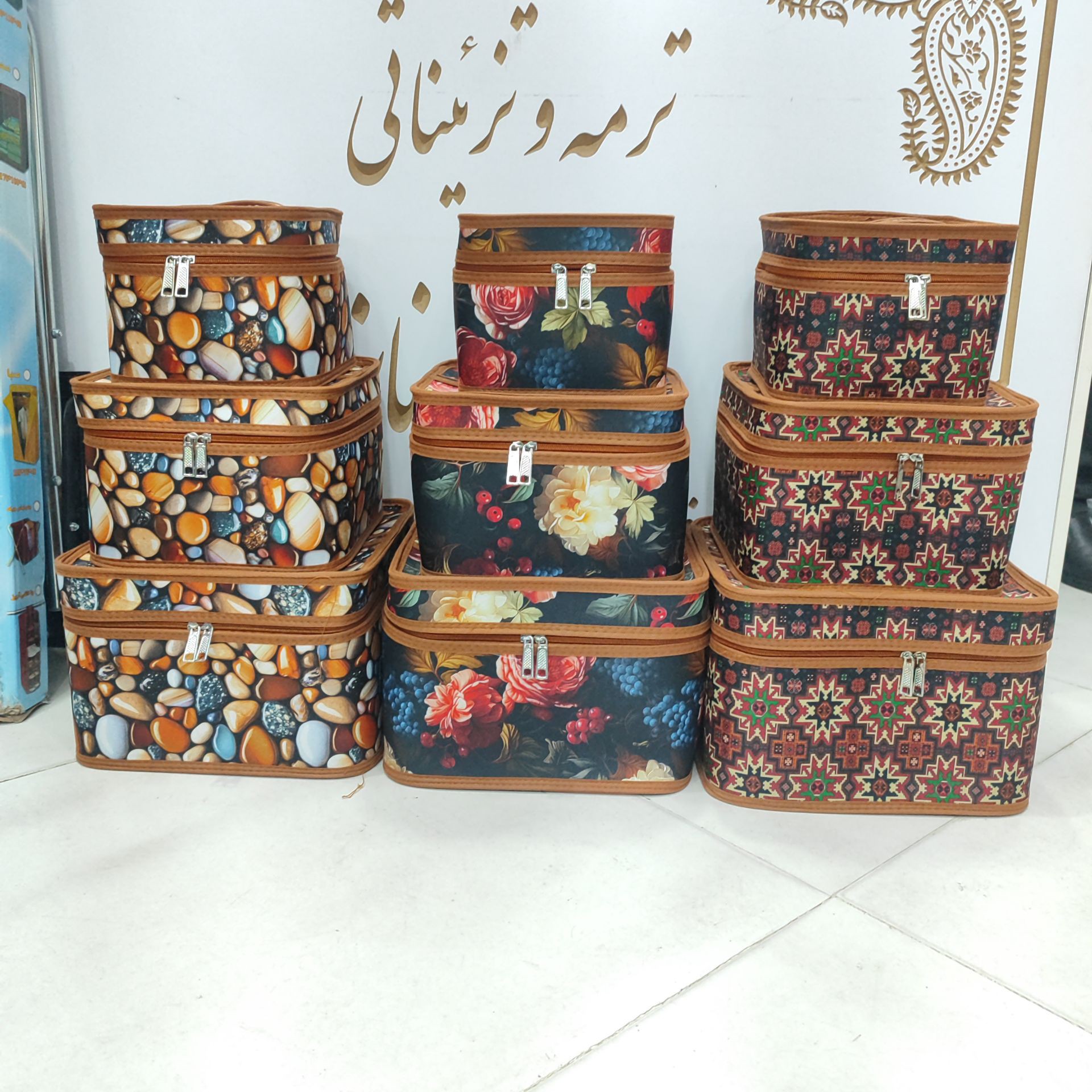 باکس صندوقی کرپ جاکارد اعلا 3 عددی مربع