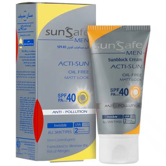 کرم ضد آفتاب بی رنگ آقایان +SPF 40 سان سیف 50 میلی لیتر