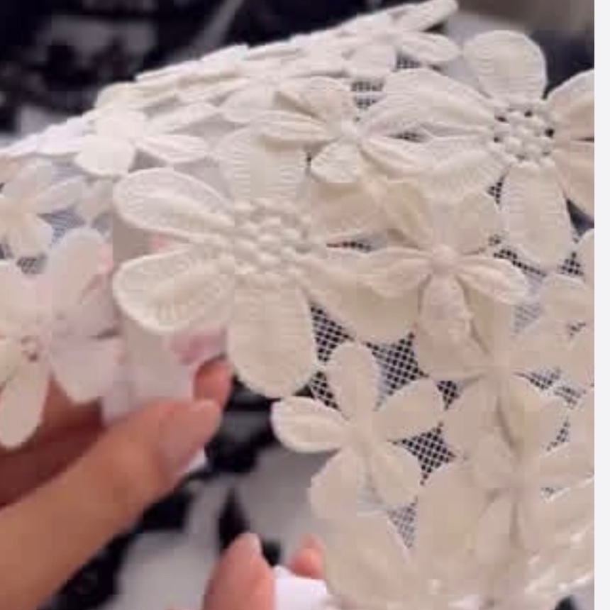 تل سر اکسسوری مو زنانه طرح گیپور گل درشت