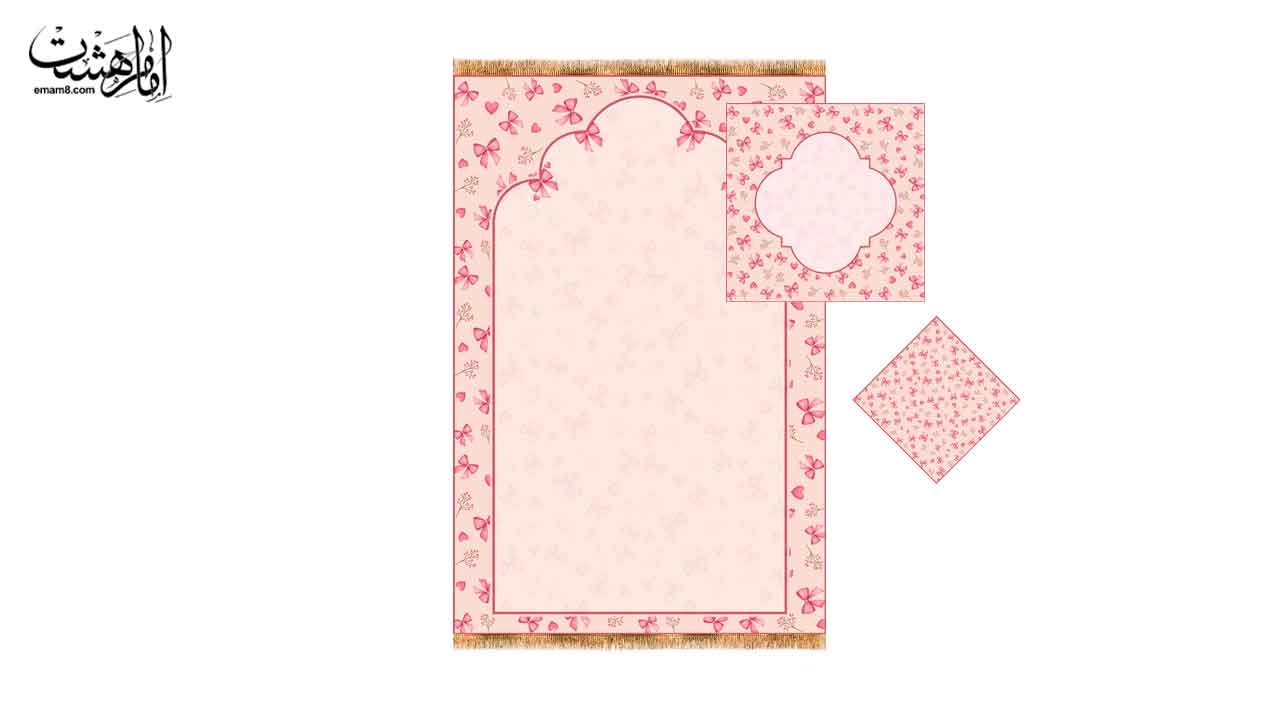 ست سجاده جانماز دخترانه طرح پاپیون صورتی کد 31106 سایز 61X91