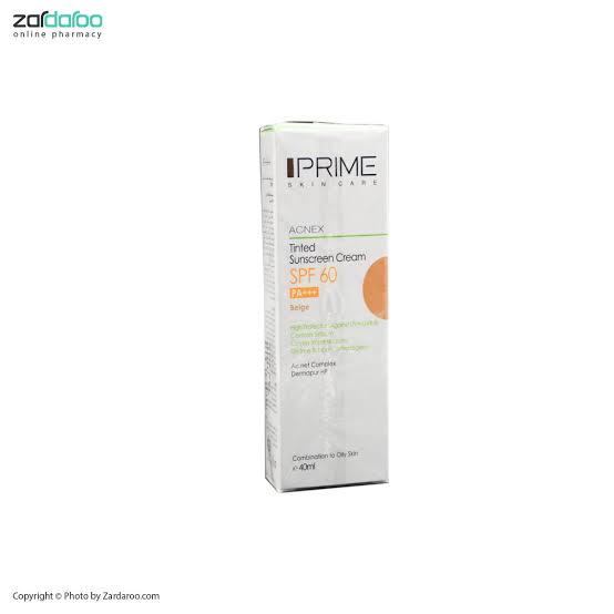 کرم ضد افتاب رنگی spf 60 پوست مختلط تا چرب فاقد چربی پریم