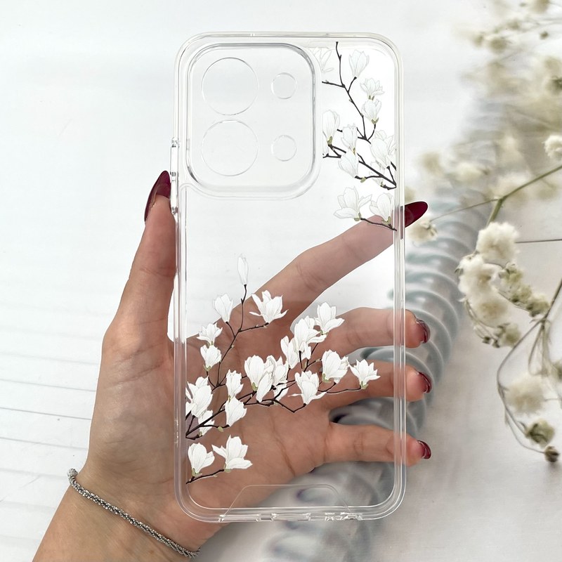 قاب گوشی Redmi 15C / Poco C85 شیائومی Spring Case شفاف طرح گل Flower فانتزی محافظ لنز دار برجسته کد 376995