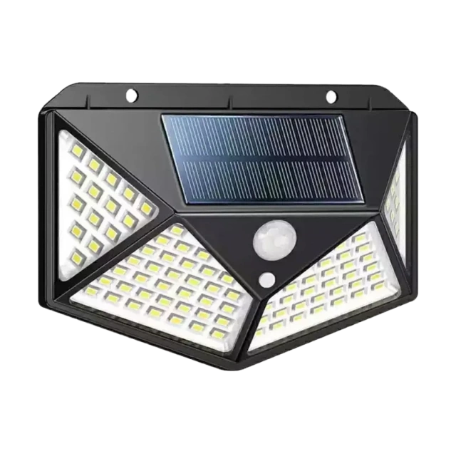 پک 4 عددی با طراحی مثلثی خاص و نوردهی 4 طرفه 100 عدد LED SMD قدرتمند در هر چراغ شدت روشنایی 600 لومن و برد پوشش 5 متری د