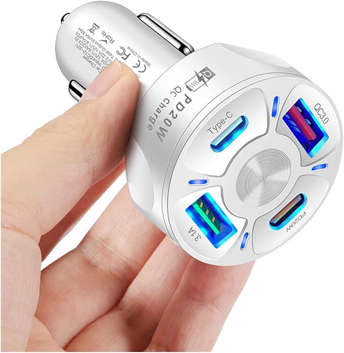 شارژر فندکی 38 وات ILETD مدل HC-358 شارژ سریع PD 3.0 و QC 3.0 با بدنه آلومینیومی شارژ هوشمند چند دستگاه همزمان