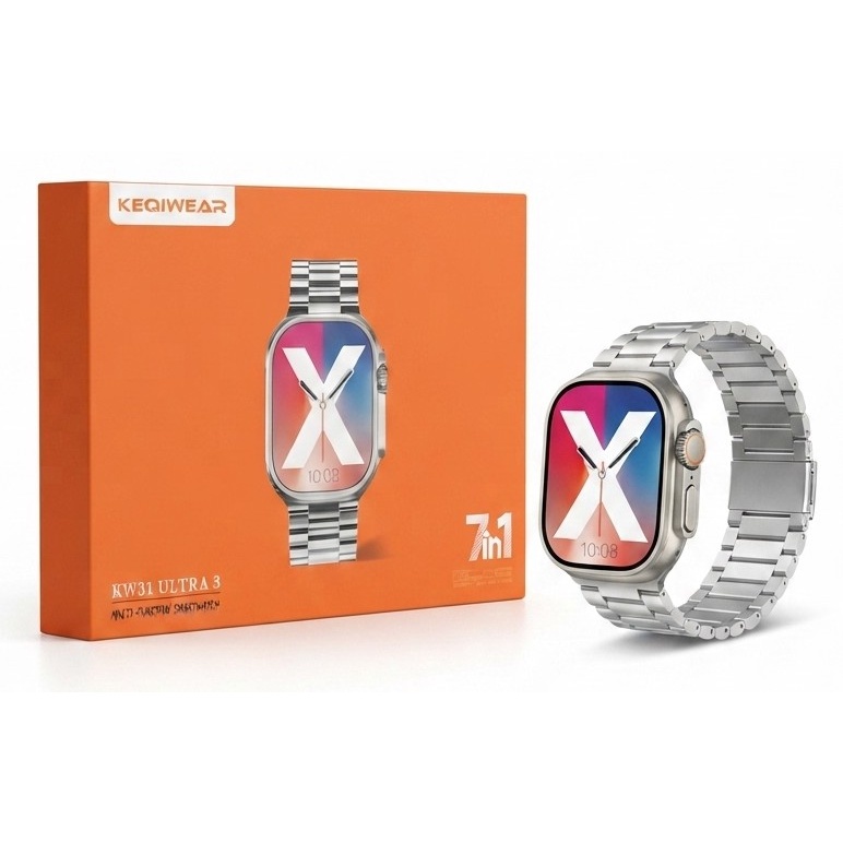 ساعت هوشمند KEQIWEAR KW26 ULTRA 3 پک ویژه 7 1 (تحت لیسانس آلمان) با قابلیت مکالمه و GPS