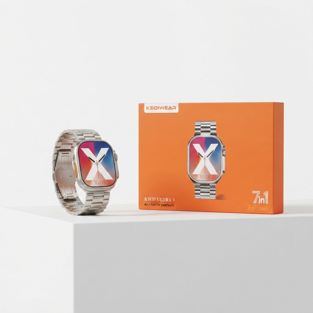 ساعت هوشمند KEQIWEAR KW26 ULTRA 3 پک ویژه 7 1 (تحت لیسانس آلمان) با قابلیت مکالمه و GPS