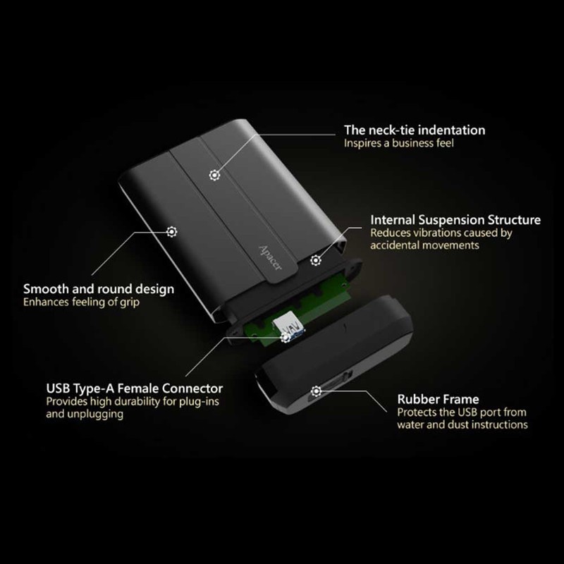 هارد اکسترنال اپیسر مدل AC732 ظرفیت 1 ترابایت ظرفیت یک ترابایت دارای رابط USB Type-A 3.0