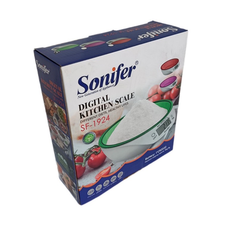 ترازو آشپزخانه دیجیتال سونیفر مدل SF-1924 حداکثر ظرفیت قابل اندازه گیری 5 کیلوگرم با دقت اندازه گیری 2 گرم