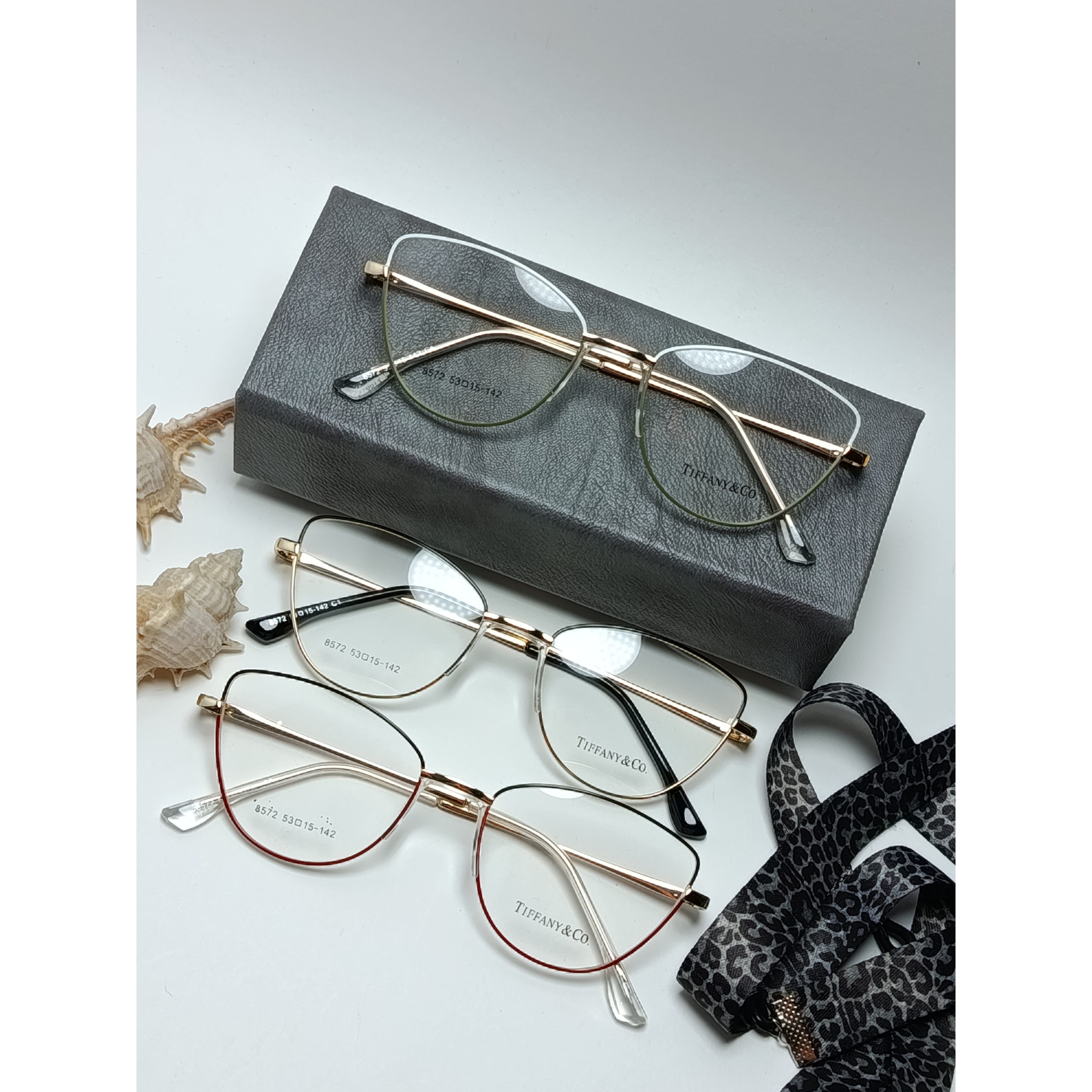 عینک طبی زنانه فلزی پد یک تیکه برند TIFFANY کد 8572