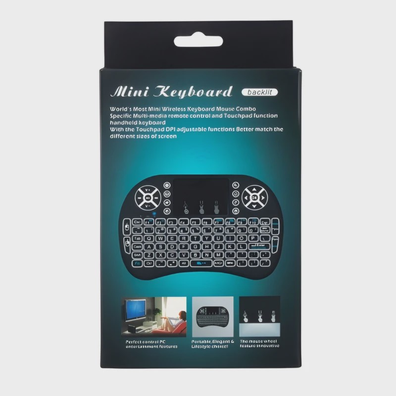کیبورد بی سیم RTMWK08 مینی کیبورد وایرلس با تاچ پد، نور پس زمینه و دانگل USB