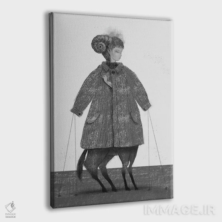 تابلو دکوراتیو زغال سنگ شاخ گوسفند اثر هیرویوشی کوراوا