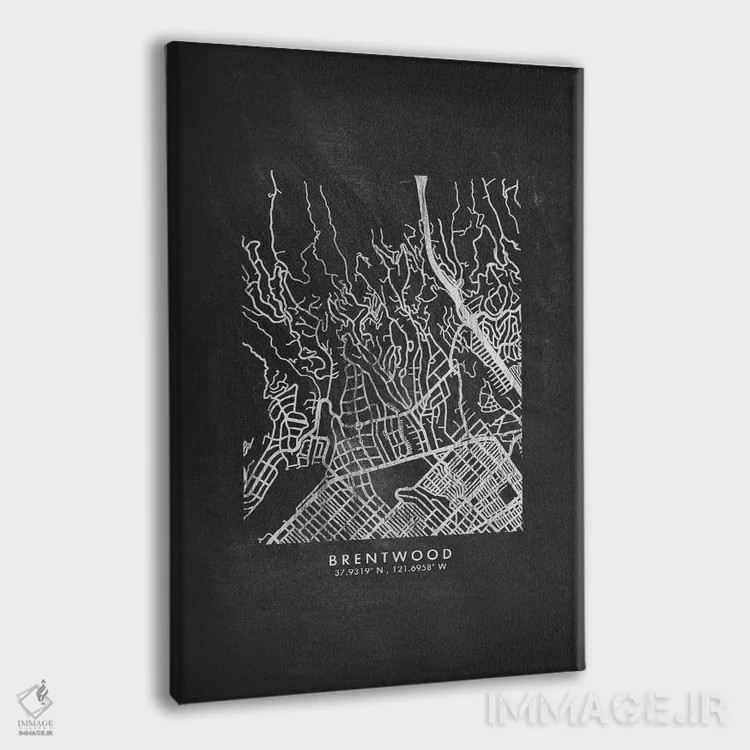 تابلو دکوراتیو California City Map Chalkboard Style,نقشه شهر برنتوود، ک اثر وال دکور ادیکت