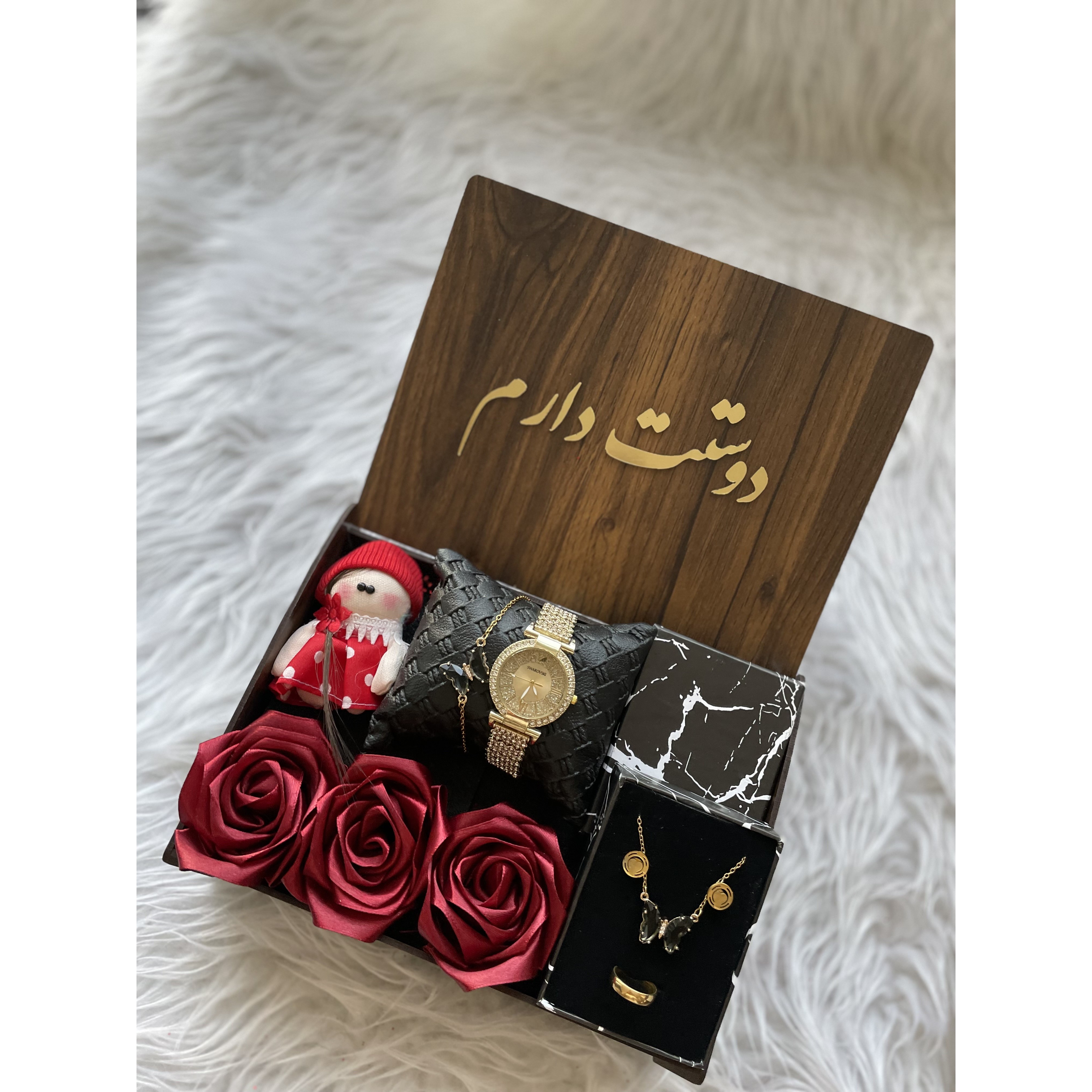 (ارسال رایگان)باکس هدیه زنانه چوبی شیک پک کادویی زنانه اسپرت و مجلسی مناسب روز زن 89