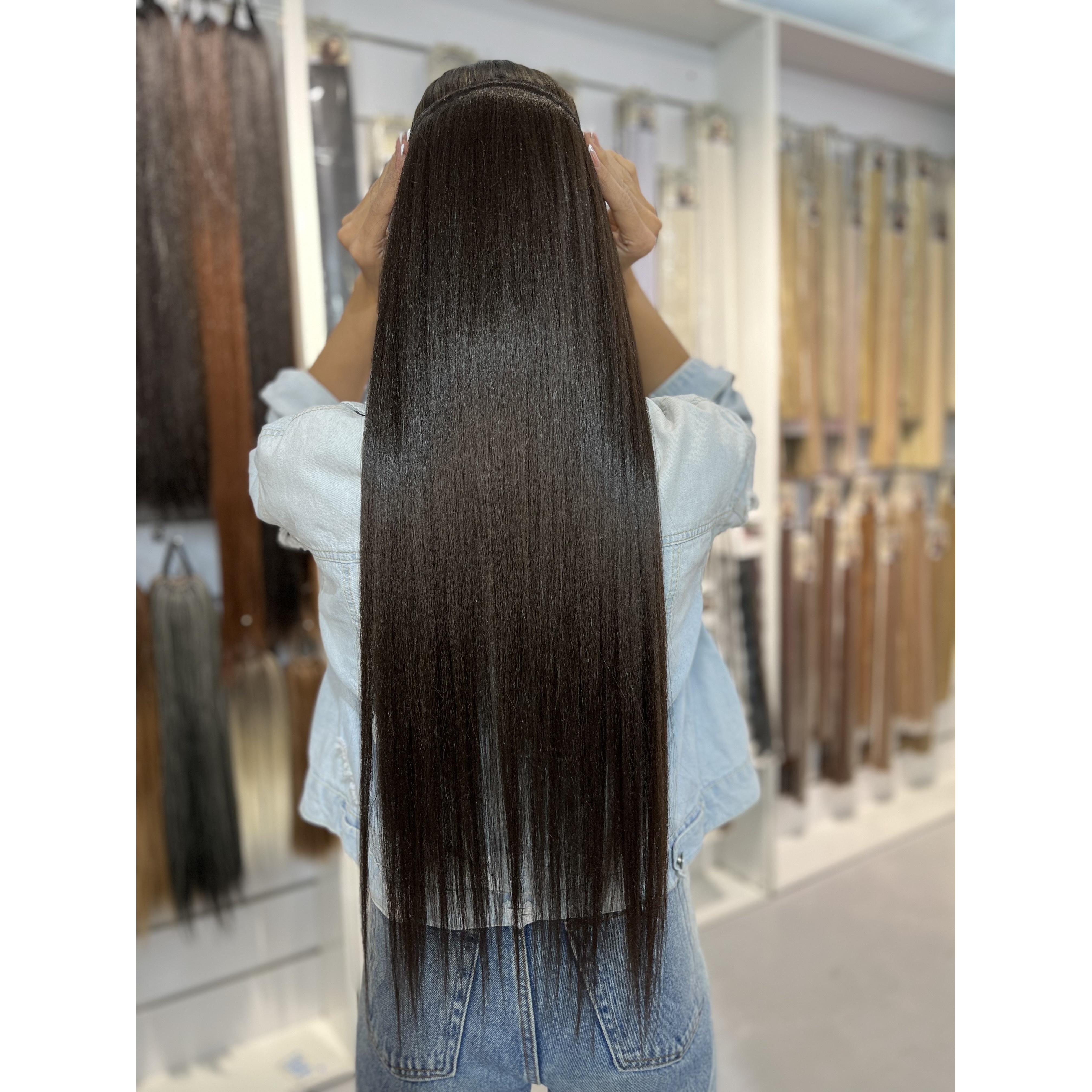 اکستنشن صاف قهوه ای خیلی تیره