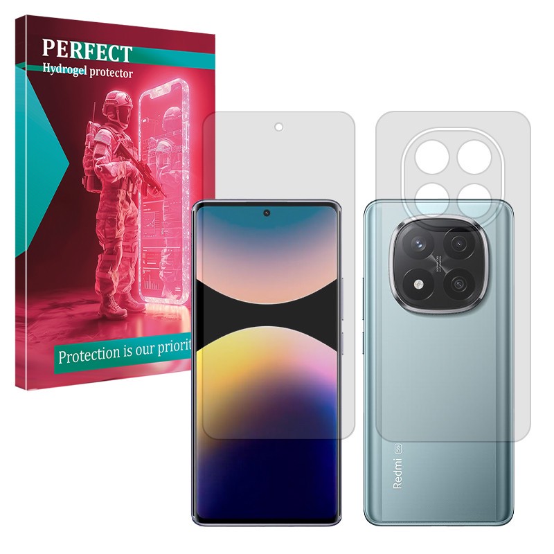 محافظ صفحه نمایش شفاف پرفکت مدل Tough مناسب برای گوشی موبایل شیائومی Redmi Note 14 Pro Plus 5G به همراه محافظ پشت گوشی