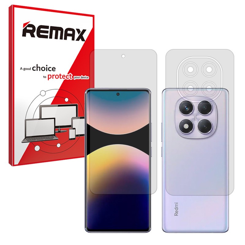محافظ صفحه نمایش شفاف ریمکس مدل Resistant مناسب برای گوشی موبایل شیائومی Redmi Note 14 Pro 4G به همراه محافظ پشت گوشی