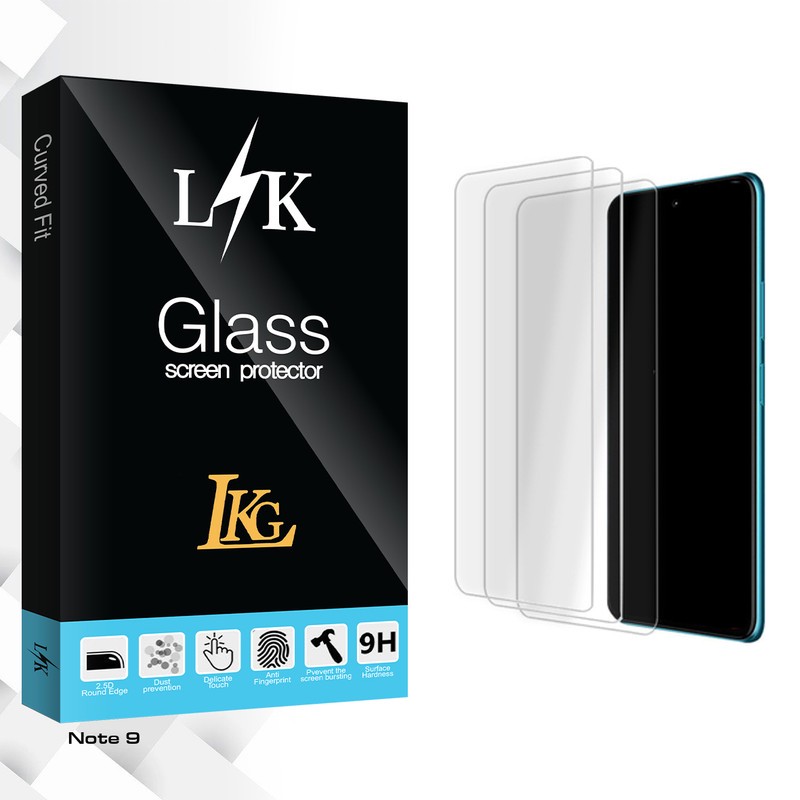 محافظ صفحه نمایش شیشه ای ال کا جی مدل LK Glass MIX3 مناسب برای گوشی موبایل شیائومی Note 9 بسته سه عددی