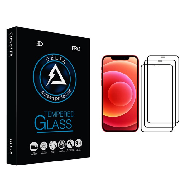 محافظ صفحه نمایش دلتا مدل Fit مناسب برای گوشی موبایل اپل iPhone 12 بسته سه عددی
