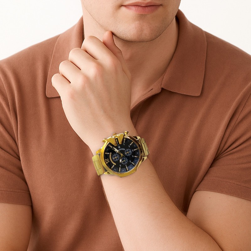 ساعت مچی عقربه ای کوارتز مردانه مدل بندفلزی شاخدار کد 444