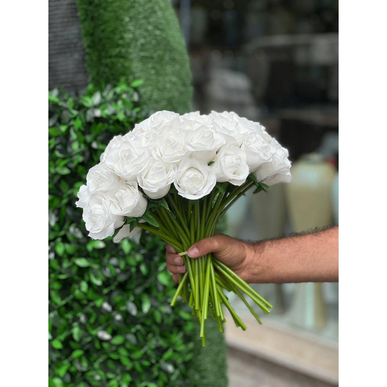 گل مصنوعی رز هلندی سفید مجموعه 10 عددی